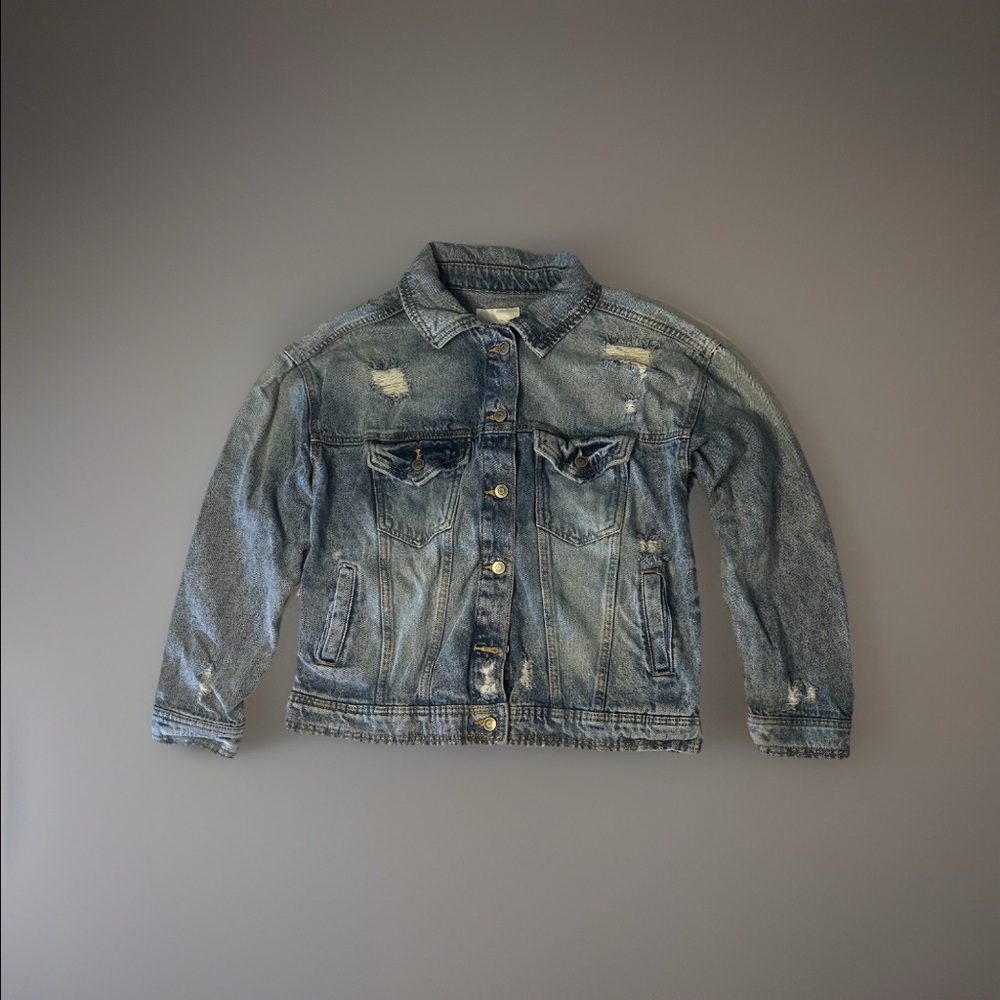 Stylish Juniors Distressed Denim Jacket